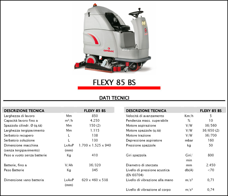 Lavasciuga-Lavapavimenti COMAC Flexy 85 BS