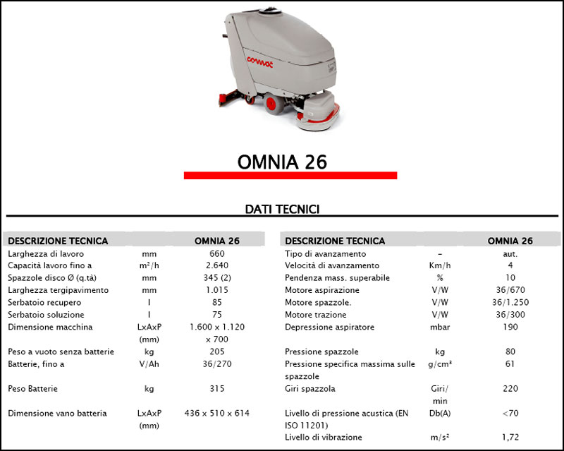 Lavasciuga-Lavapavimenti COMAC Omnia 26