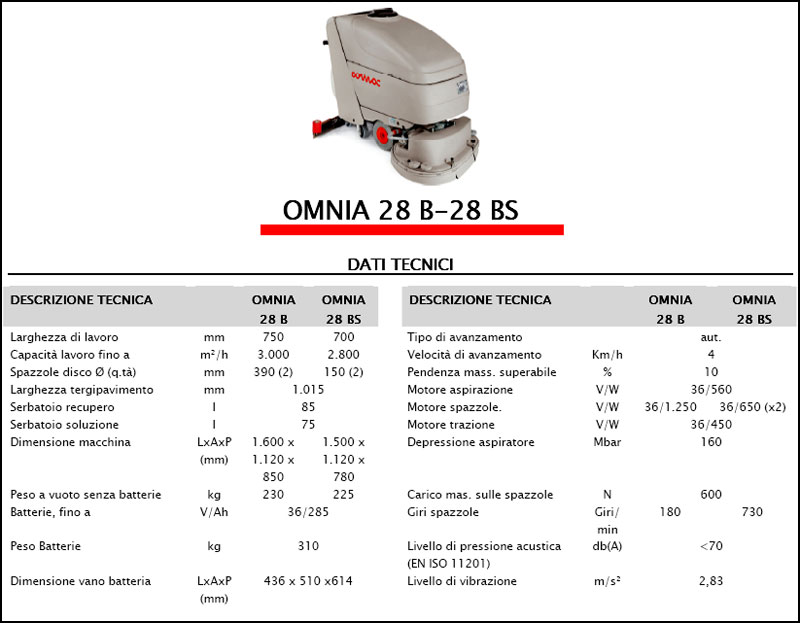 Lavasciuga-Lavapavimenti COMAC Omnia 28 B-BS