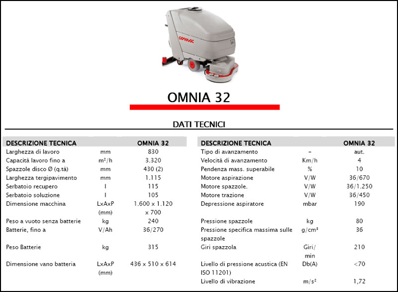 Lavasciuga-Lavapavimenti COMAC Omnia 32