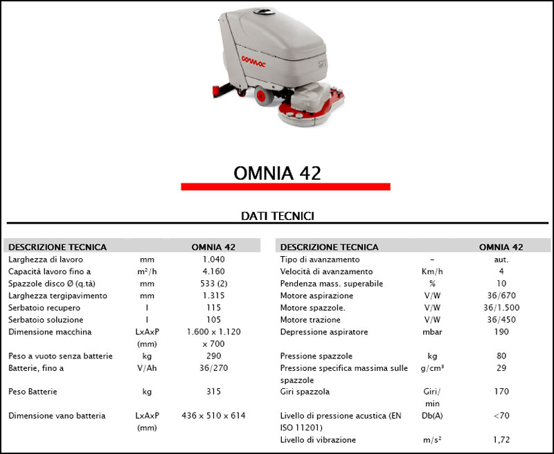 Lavasciuga-Lavapavimenti COMAC Omnia 42