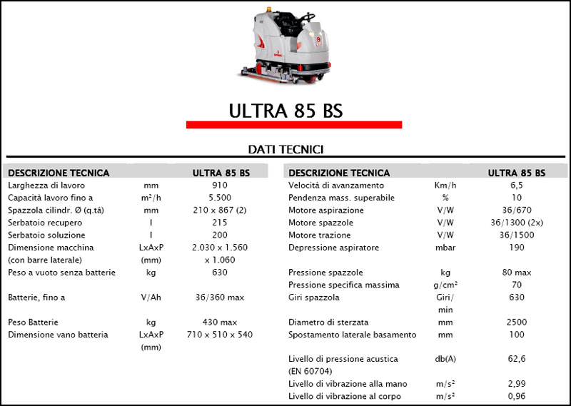 Lavasciuga-Lavapavimenti COMAC Ultra 85 BS