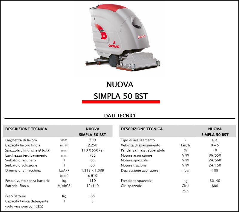 Lavasciuga-Lavapavimenti COMAC Nuova Simpla 50 BST